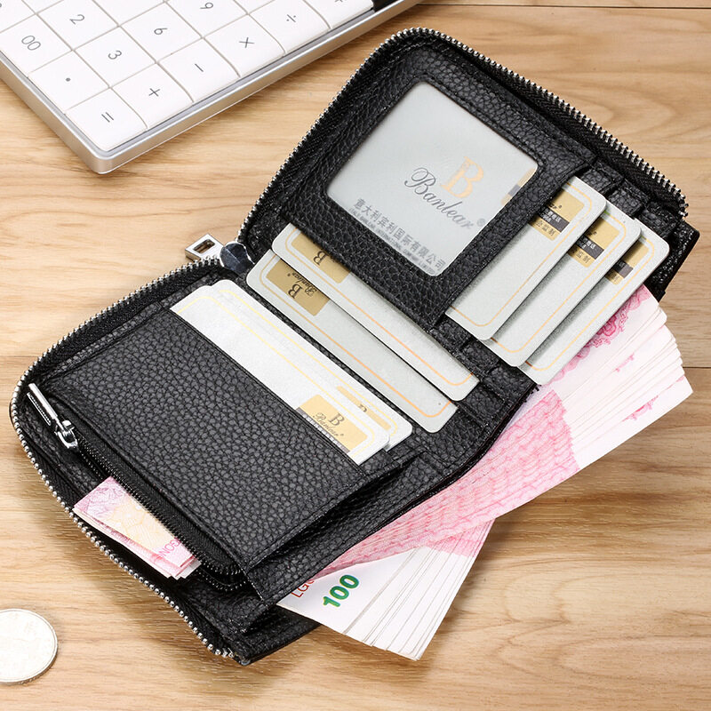 Smart King New Fashion Short Wallet Purse For Men Genuine Cow Leather Fashion Super Hot Cool Clutch Passport Bag Card Clip Multifunction Anti-Rfid